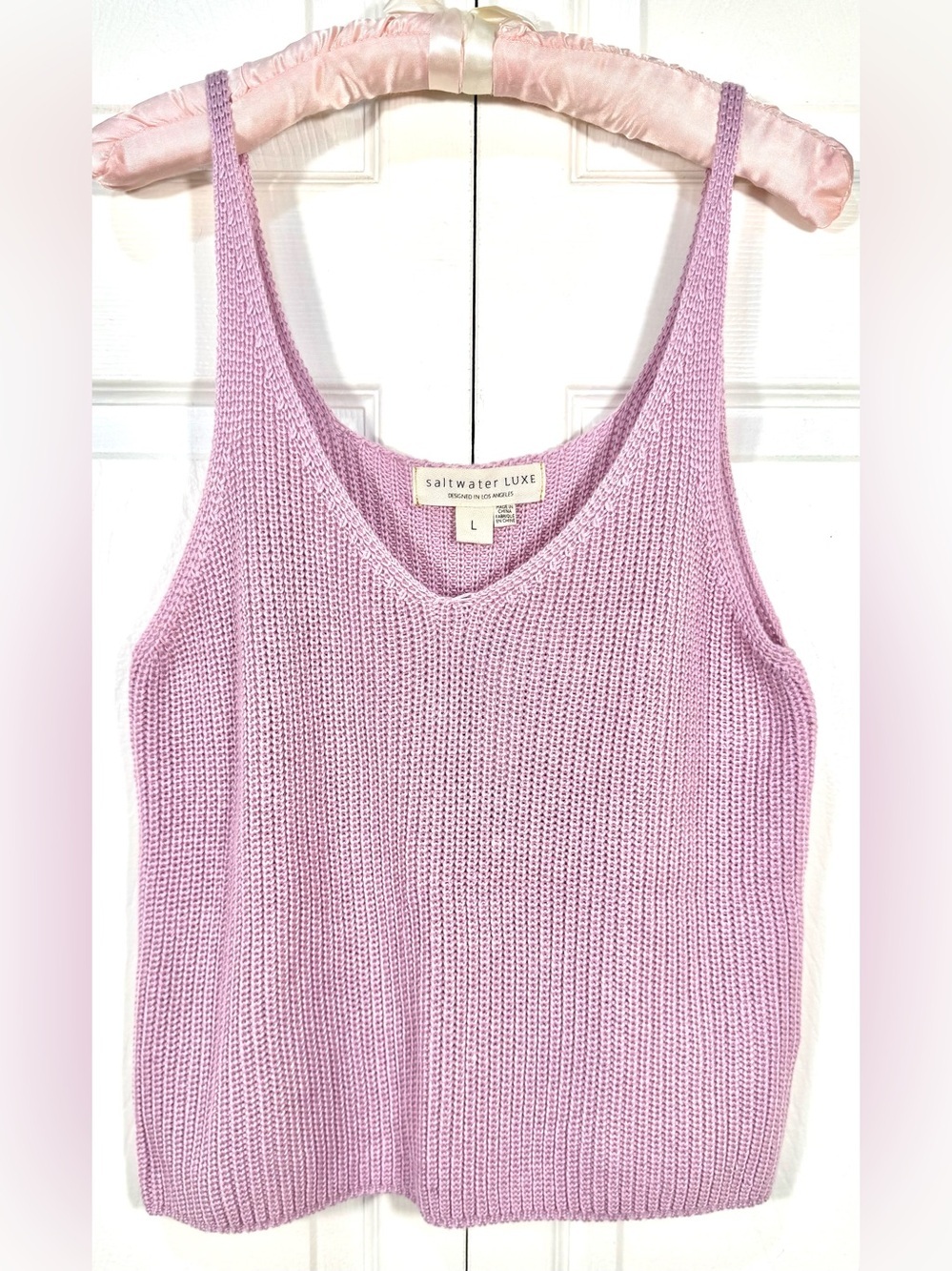 Saltwater Luxe Gwyneth Sweater Tank Peony Pink Knit Top L